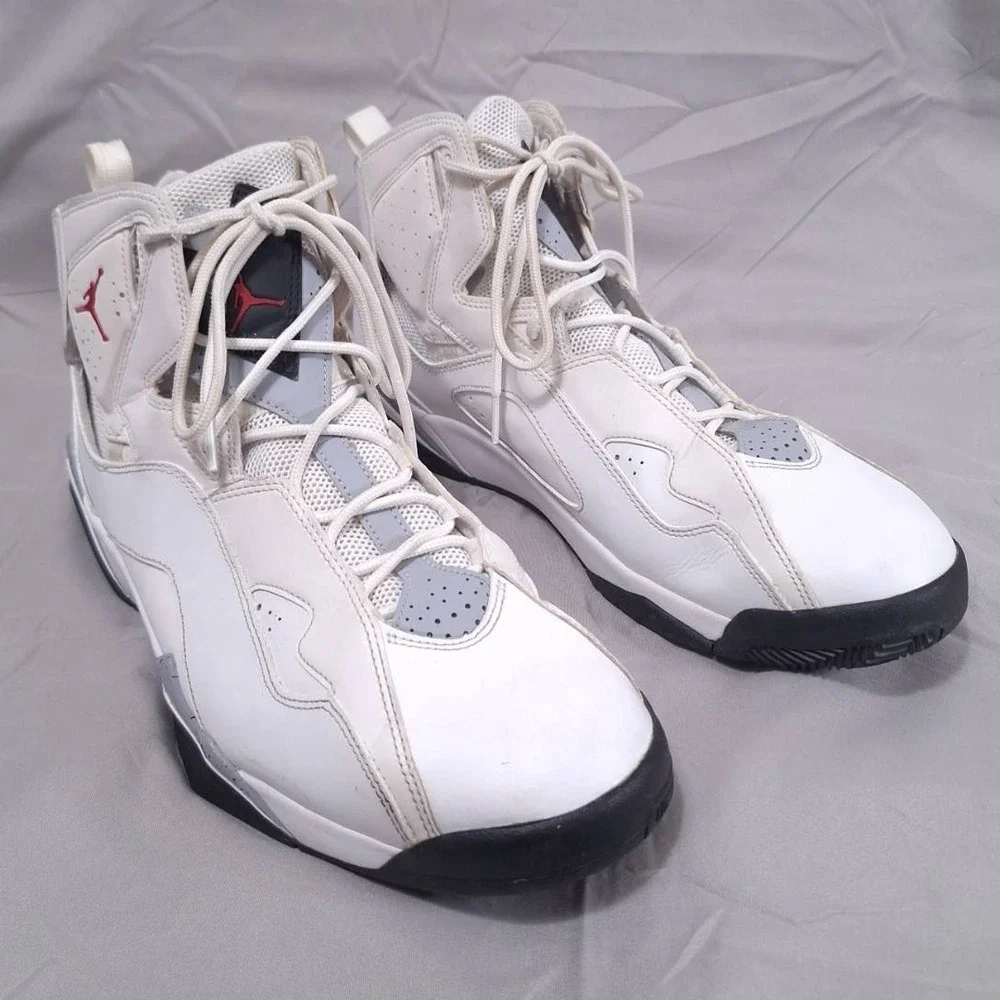 Nike Jordan True Flight Sz 13 High Top‎ Basketball Shoes White Cement Sneakers